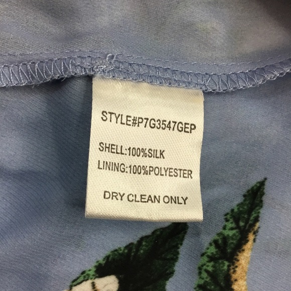 Parker Blue Floral Print Halter Ruffle Mini Dress 100% Silk Medium - Picture 9 of 9